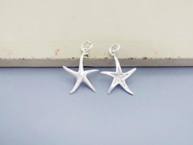 925 Sterling Silver Starfish Charms 14.5mm.