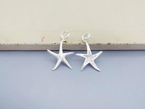 2 of 925 Sterling Silver Starfish Charms 14.5mm.