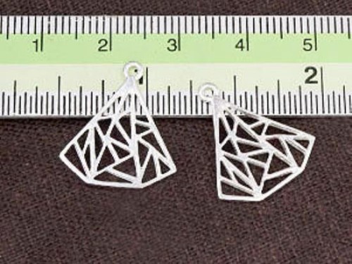 2 of 925 Sterling Silver Diamond Shape Charms., Polish Finished