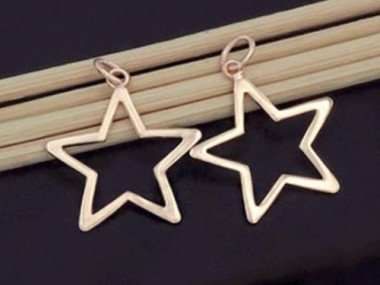 925 Sterling Silver Rose Gold Vermeil Style Star Pendants 18.5mm.