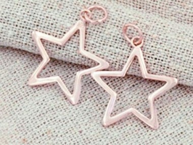 925 Sterling Silver Rose Gold Vermeil Style Star Pendants 18.5mm.