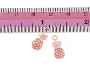 925 Sterling Silver Rose Gold Vermeil Style Pineapple Charms 6x11 mm.