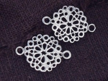 925 Sterling Silver filigree Flower Connectors, Links 12mm.