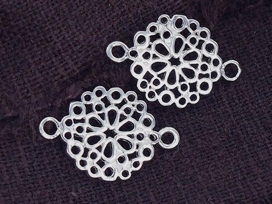 2 of 925 Sterling Silver filigree Flower Connectors, Links 12mm. , delicated links