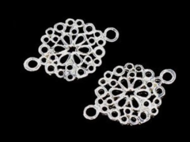 925 Sterling Silver filigree Flower Connectors, Links 12mm.