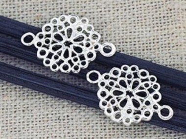 925 Sterling Silver filigree Flower Connectors, Links 12mm.