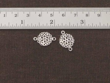 925 Sterling Silver filigree Flower Connectors, Links 12mm.