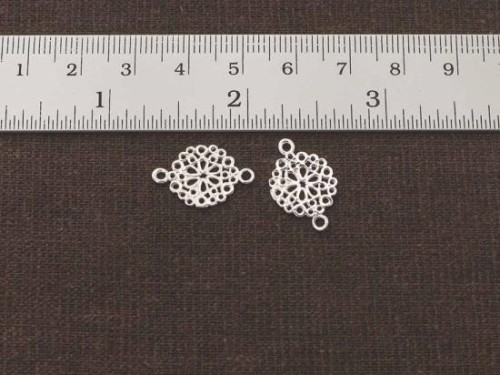 2 of 925 Sterling Silver filigree Flower Connectors, Links 12mm. , delicated links