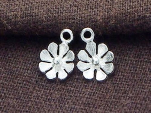 4 of 925 Sterling Silver Small Flower Charms 7 mm.