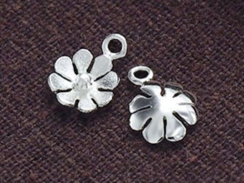 4 of 925 Sterling Silver Small Flower Charms 7 mm.