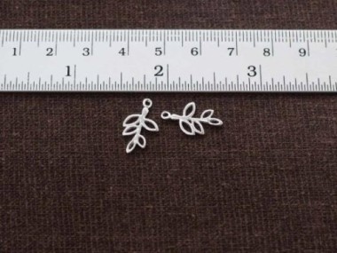 925 Sterling Silver Leaf Branch Charm 9.5x16mm.