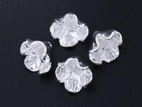 6 of Karen Hill Tribe Silver Flower Bead Caps 9.5x7.5mm.