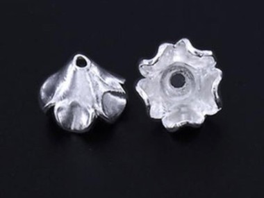 Karen Hill Tribe Silver Flower Bead Caps 9.5x7.5mm.