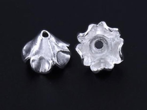 6 of Karen Hill Tribe Silver Flower Bead Caps 9.5x7.5mm.