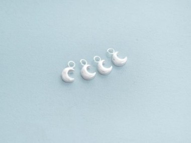 925 Sterling Silver Crescent Moon Charms 5x6 mm.