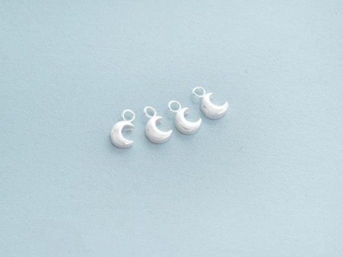 4 of 925 Sterling Silver Crescent Moon Charms 5x6 mm. Polish Finished