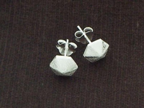 1 pair of 925 Sterling Silver Brushed Hexagon Stud Earrings 7mm. , minimalist earrings