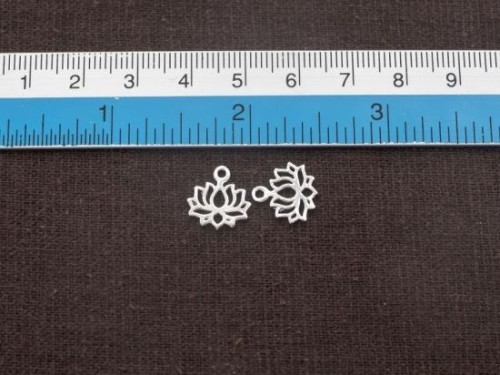 2 of 925 Sterling Silver Lotus Charms 8x11.5mm. polish finished