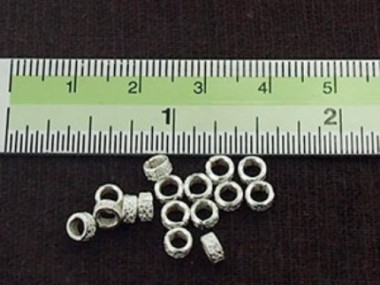 Karen Hill Tribe Silver Textured Ring Beads 4x2mm.