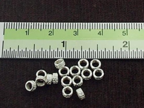 30 of Karen Hill Tribe Silver Textured Ring Beads 4x2mm.