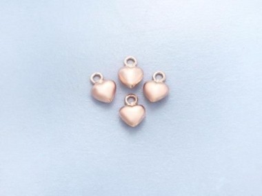 925 Sterling Silver Rose Gold Vermeil Style Heart Charms 5 mm.