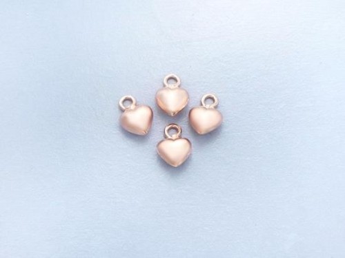 4 of 925 Sterling Silver Rose Gold Vermeil Style Heart Charms 5 mm.