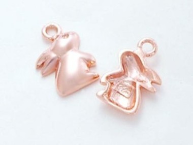 925 Sterling Silver Rose Gold Vermeil Style Bunny Charms 9x11mm.