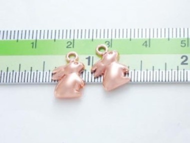 925 Sterling Silver Rose Gold Vermeil Style Bunny Charms 9x11mm.