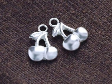 925 Sterling Silver Cherries Charms 8x9 mm.