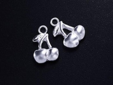 925 Sterling Silver Cherries Charms 8x9 mm.