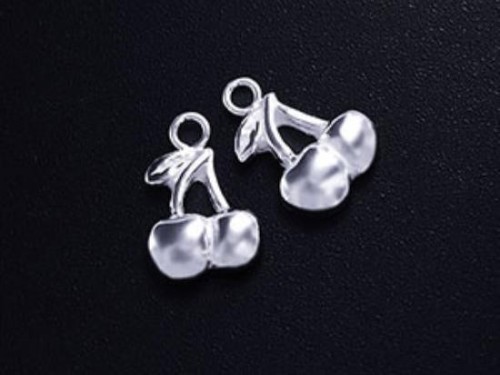 2 of 925 Sterling Silver Cherries Charms 8x9 mm.