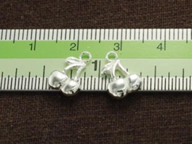 925 Sterling Silver Cherries Charms 8x9 mm.