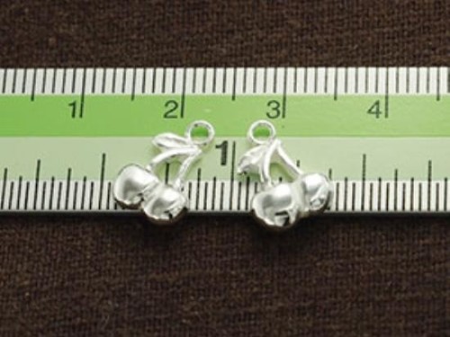 2 of 925 Sterling Silver Cherries Charms 8x9 mm.