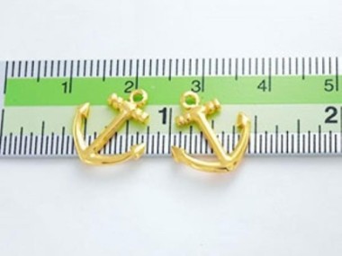 925 Sterling Silver 24k Gold Vermeil Style Anchor Charms 12x14 mm.