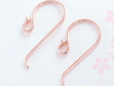 925 Sterling Silver Rose Gold Vermeil Style Earwires 9x18 mm.