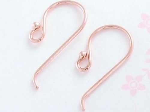 2 pairs of 925 Sterling Silver Rose Gold Vermeil Style Earwires 9x18 mm.