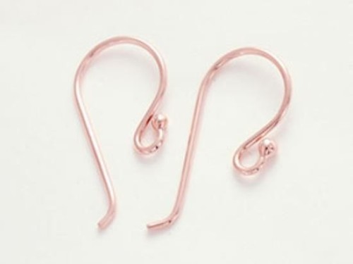 2 pairs of 925 Sterling Silver Rose Gold Vermeil Style Earwires 9x18 mm.