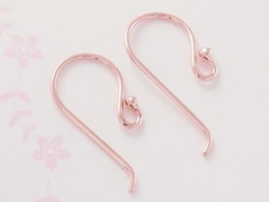 925 Sterling Silver Rose Gold Vermeil Style Earwires 9x18 mm.