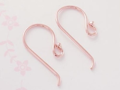 2 pairs of 925 Sterling Silver Rose Gold Vermeil Style Earwires 9x18 mm.