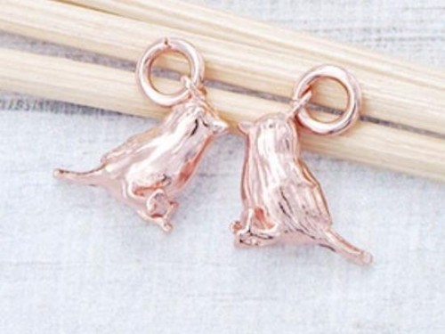 2 of 925 Sterling Silver Rose Gold Vermeil Style Bird Charms 4.8x13mm.