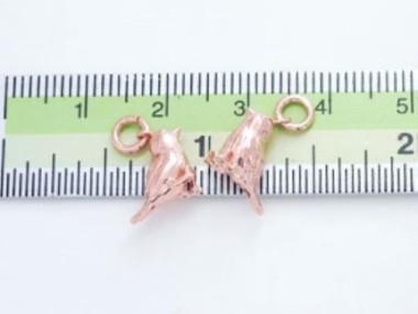 925 Sterling Silver Rose Gold Vermeil Style Bird Charms 4.8x13mm.