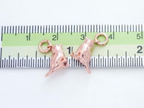 2 of 925 Sterling Silver Rose Gold Vermeil Style Bird Charms 4.8x13mm.