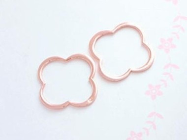 925 Sterling Silver Rose Gold Vermeil Style Clover Links, Connectors 17mm.,