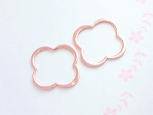 2 of 925 Sterling Silver Rose Gold Vermeil Style Clover Links, Connectors 17mm., Polish Finished