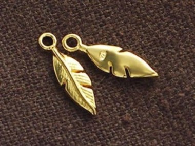 925 Sterling Silver 24k Gold Vermeil Style Feather Charms 4x13mm.