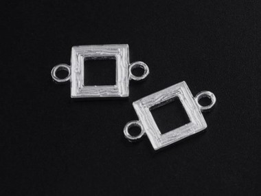 2 of 925 Sterling Silver Textured Square Links , Connectors 9mm.