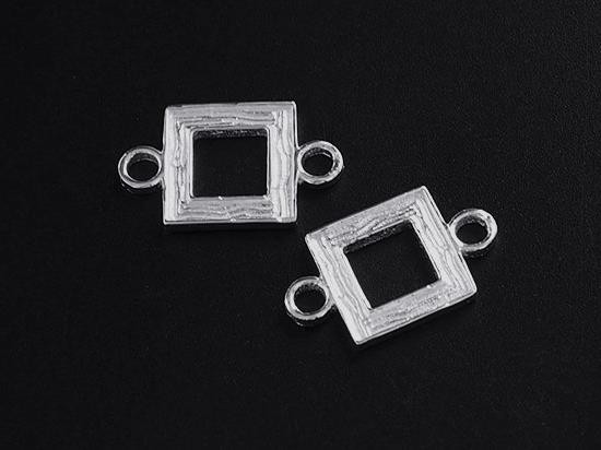 2 of 925 Sterling Silver Textured Square Links , Connectors 9mm.