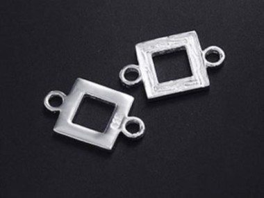 925 Sterling Silver Textured Square Links , Connectors 9mm.