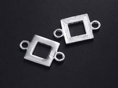 2 of 925 Sterling Silver Textured Square Links , Connectors 9mm.