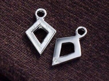 925 Sterling Silver Textured Diamond shaped Charms 8x11 mm.